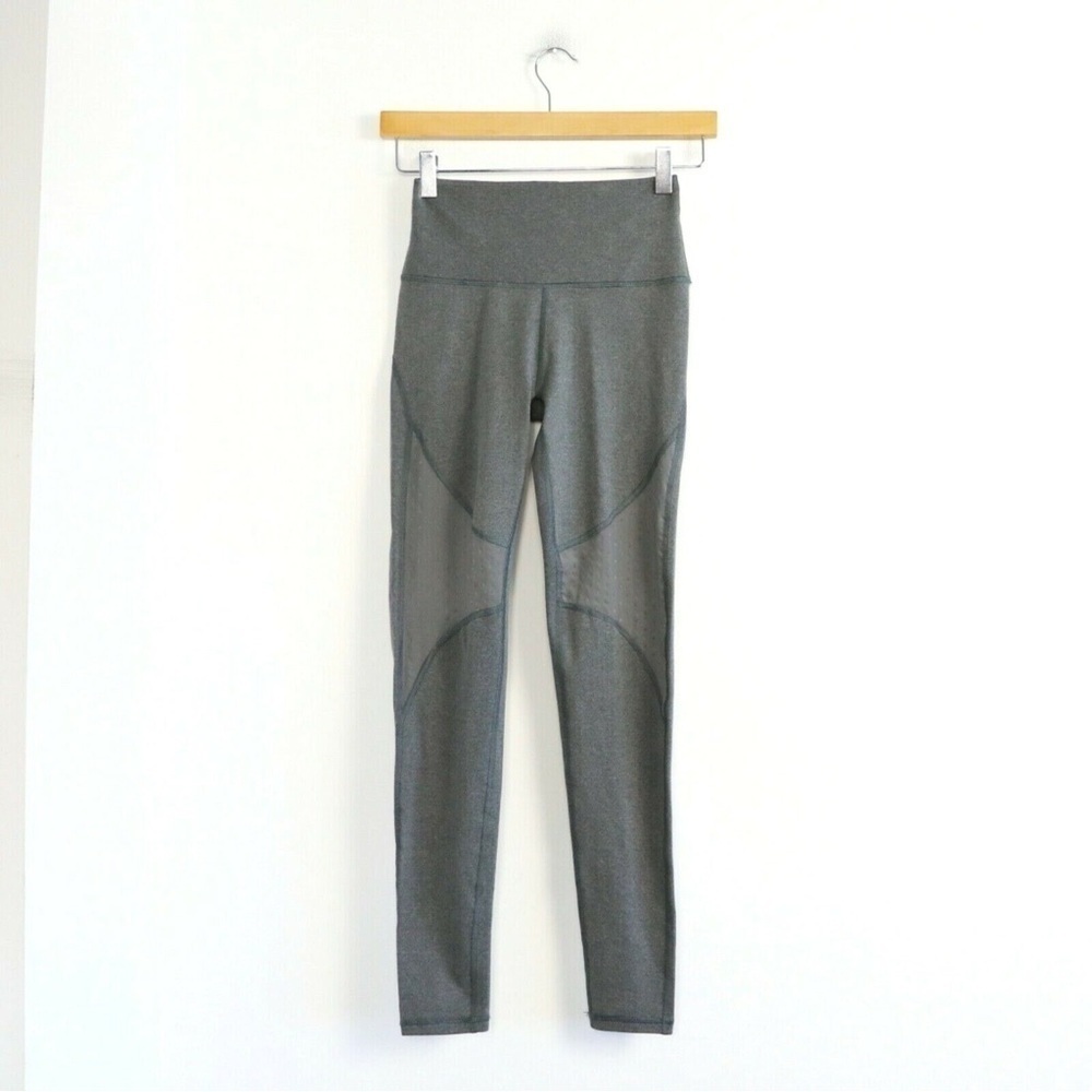 NWT Aerie Regular Hi Rise high waisted grey leggings mesh lace mixed fabric yoga